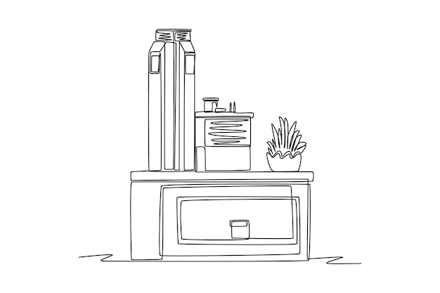 Dibujo continuo de una línea, pantallas de edificios modernos para sala de estar, concepto interior, diseño de dibujo de una sola línea, ilustración gráfica vectorial