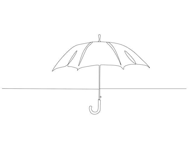 Dibujo continuo de una línea de paraguas Dibujo de una línea Ilustración de un paraguas abierto Concepto de cosa impermeable Línea única Esbozo editable