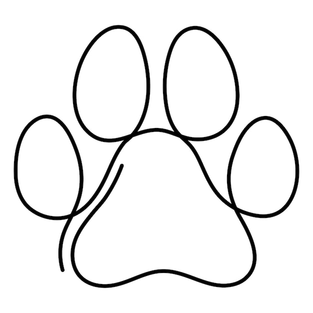 Vector dibujo continuo de una línea de la pata del gato y el perro