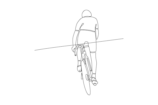 Dibujo continuo de una línea Personas andando en bicicleta en el concepto de calle de la ciudad Ilustración de vector de Doodle