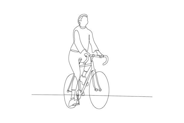 Dibujo continuo de una línea Personas andando en bicicleta en el concepto de calle de la ciudad Ilustración de vector de Doodle