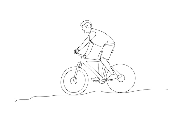 Dibujo continuo de una línea Personas andando en bicicleta en el concepto de calle de la ciudad Ilustración de vector de Doodle