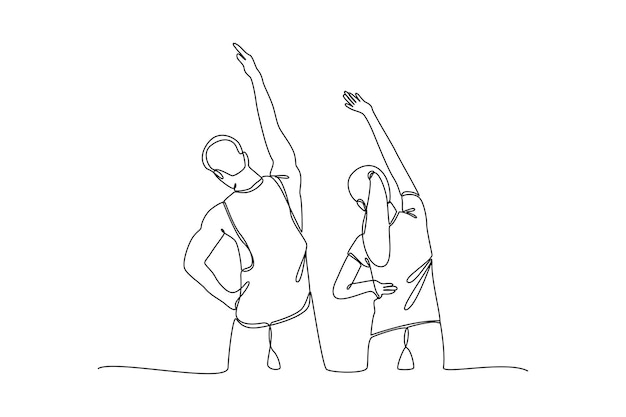 Dibujo continuo de una línea de personas que realizan actividades al aire libre Concepto deportivo Diseño de dibujo de línea única Ilustración gráfica vectorial
