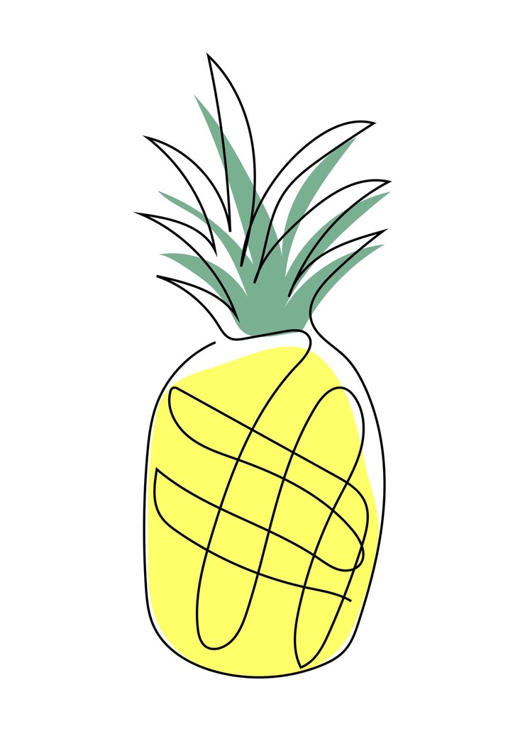 Vector dibujo continuo de una línea de piña