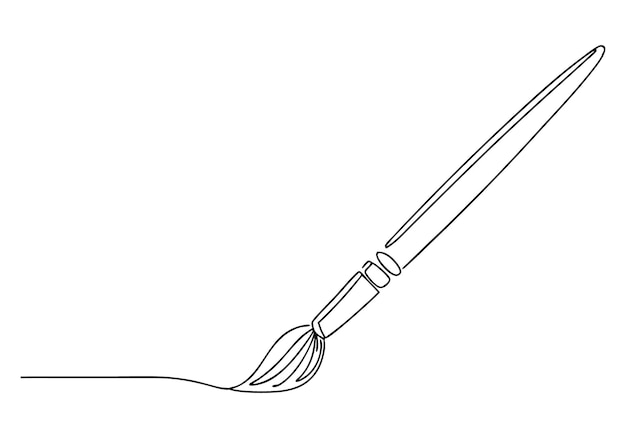 Dibujo continuo de una línea de un pincel Diseño de herramientas artísticas minimalistas