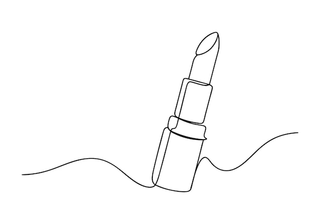 Dibujo continuo en una línea de un pintalabios arte de belleza minimalista