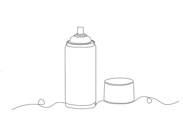 Dibujo continuo de una línea de pintura de pulverizador de aerosol Ilustración de un dibujo de línea de una lata de pulverización Pintar para el concepto de graffiti Arte de línea continua Esbozo editable