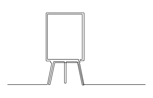 Dibujo continuo de una línea de una pizarra de pie Ilustración de un dibujo de una línea en una pizarra
