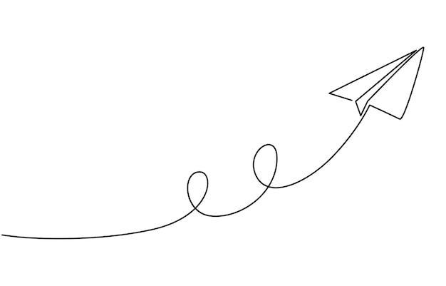 Dibujo continuo de una línea de plano de papel ilustración de arte vectorial de línea fuera de línea Plano de línea de papel