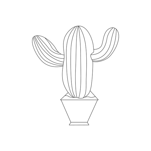 Dibujo continuo de una línea de plantas de cactus Ilustración de arte vectorial de contorno