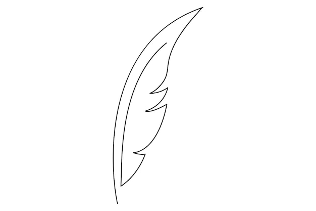 dibujo continuo de una línea de pluma de pájaro aislado en ilustración vectorial de fondo blanco