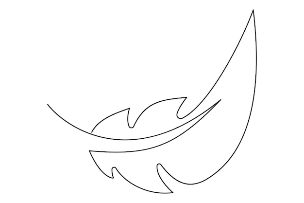 dibujo continuo de una línea de pluma de pájaro aislado en ilustración vectorial de fondo blanco