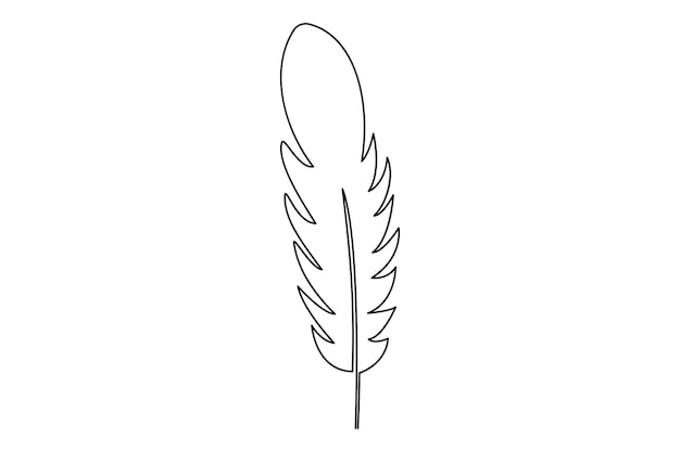 dibujo continuo de una línea de pluma de pájaro aislado en ilustración vectorial de fondo blanco