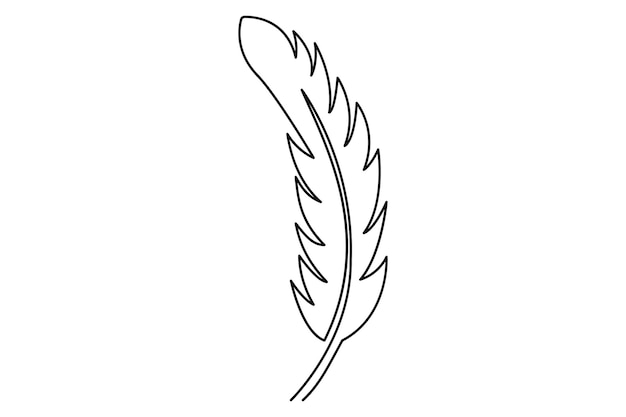 dibujo continuo de una línea de pluma de pájaro aislado en ilustración vectorial de fondo blanco