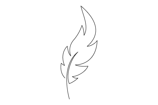 dibujo continuo de una línea de pluma de pájaro aislado en ilustración vectorial de fondo blanco