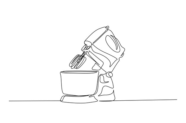 Dibujo continuo de una línea para procesador de alimentos o mezclador