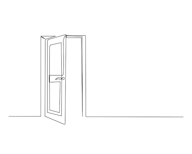 Dibujo continuo de una línea de la puerta abierta