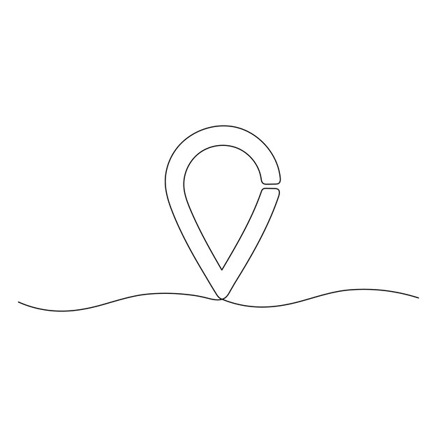 Dibujo continuo de una línea de un punto del mapa concepto GPSWebPunto del mapa aislado en un fondo blanco