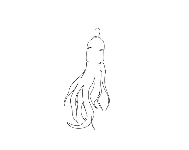 Dibujo continuo de una línea de raíz de ginseng