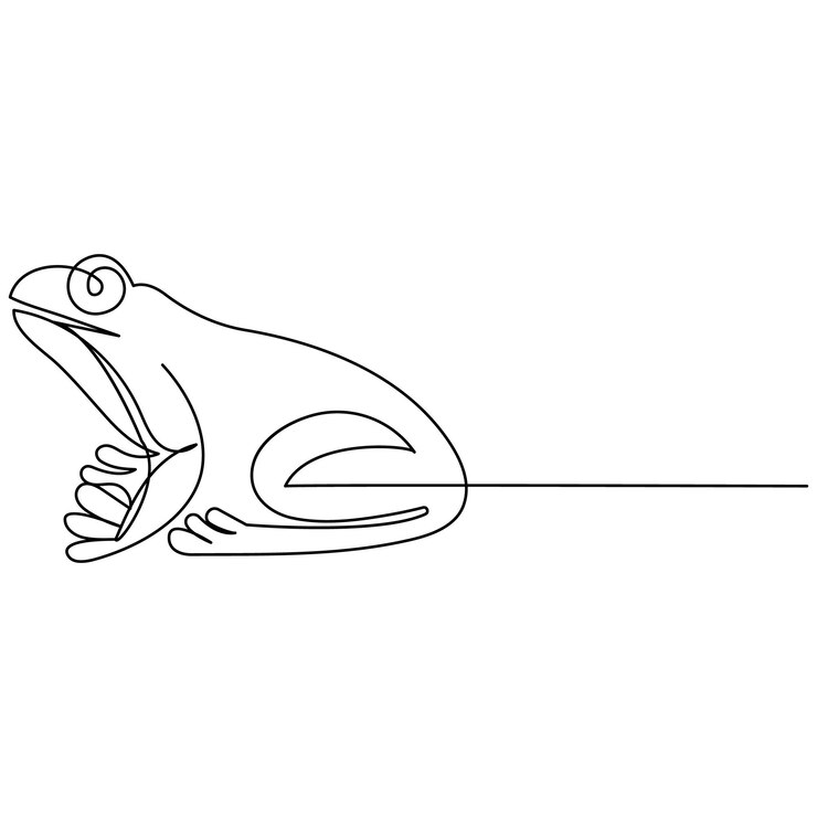 Vector dibujo continuo de una línea de rana de la ilustración vectorial de contorno