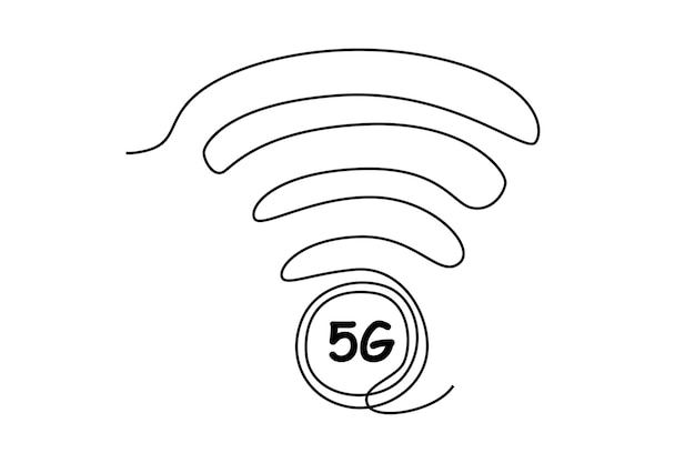 Vector dibujo continuo de una línea red 5g internet móvil de alta velocidad concepto de tecnología 5g ilustración gráfica vectorial de diseño de dibujo de una sola línea