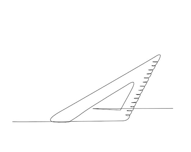 Dibujo continuo de una línea de regla de triángulo