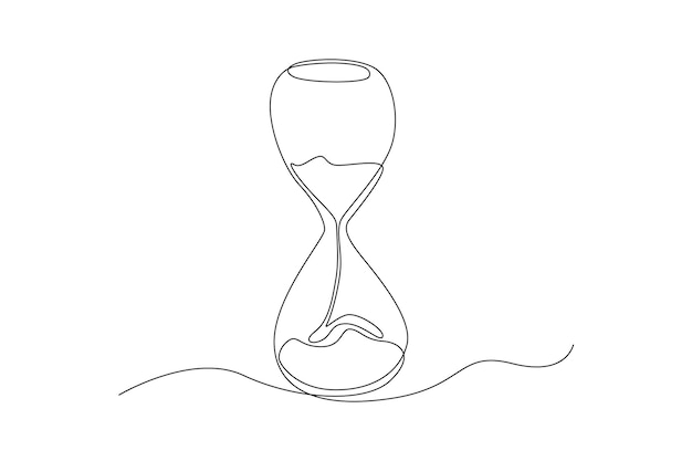 Dibujo continuo de una línea, reloj de arena, concepto de temporizador, diseño de dibujo de una sola línea, ilustración gráfica vectorial