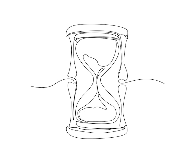 Dibujo continuo de una línea de reloj de arena o temporizador de vidrio solar
