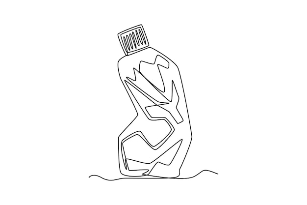 Dibujo continuo de una línea Residuos de botellas de plástico Concepto del día mundial del medio ambiente Ilustración gráfica vectorial de diseño de dibujo de una sola línea