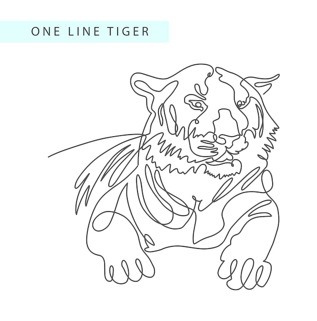 Dibujo continuo de una línea de retrato de tigre en minimali moderno