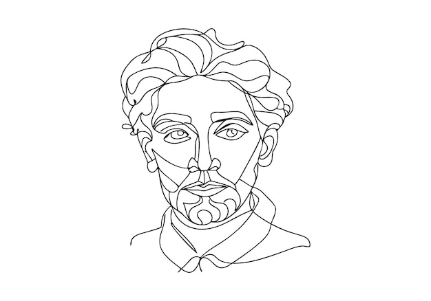 Dibujo continuo de una línea de un rostro humano abstracto Expresión artística minimalista