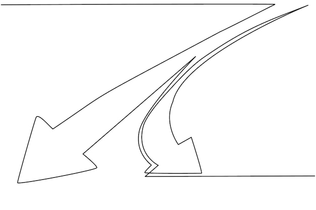 Dibujo continuo de una línea de ruta de rama wat con símbolo de flecha Dirección de opción de camino de éxito