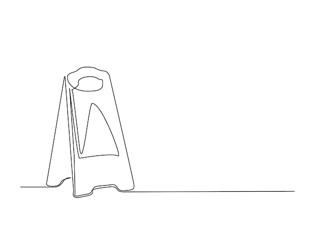 Dibujo continuo en una línea de la señal de precaución para el suelo húmedo