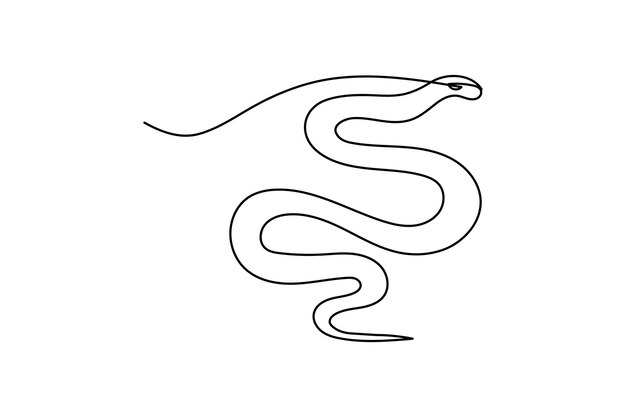 El dibujo continuo de una línea de serpiente y el estilo minimalista aíslan el icono vectorial del contorno