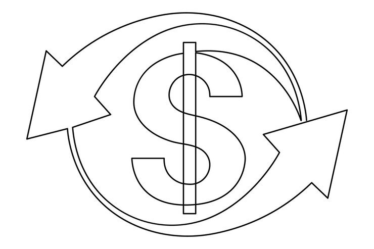Vector dibujo continuo de una línea del signo de dólar vector de contorno de diseño minimalismo