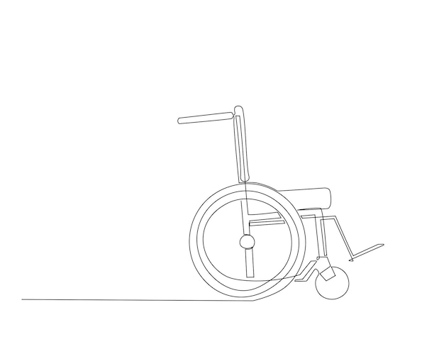 Dibujo continuo de una línea de silla de ruedas para personas con discapacidad Ilustración de dibujo de una línea