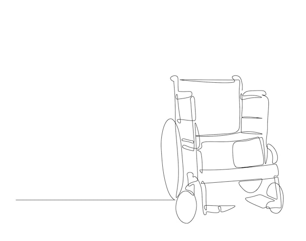 Dibujo continuo de una línea de silla de ruedas para personas con discapacidad Ilustración de dibujo de una línea