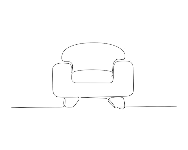 Dibujo continuo de una línea de un sillón cómodo