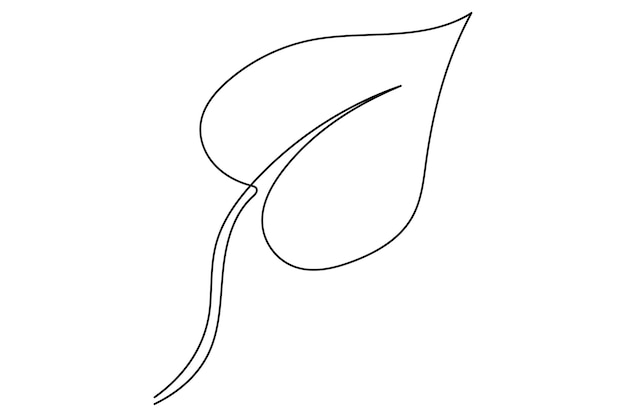 Dibujo continuo de una línea del símbolo de la hoja aislado en un fondo blanco Ilustración artística de contorno