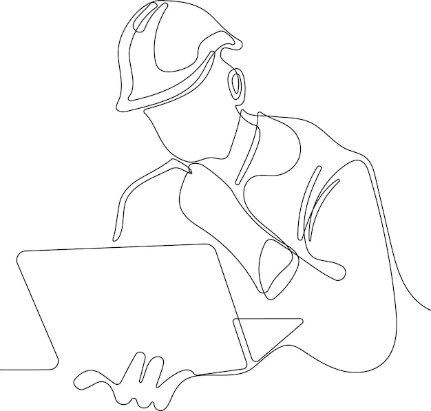 Dibujo continuo de una línea para su diseño mínimo Página de inicio de vectores de obras de arquitectura
