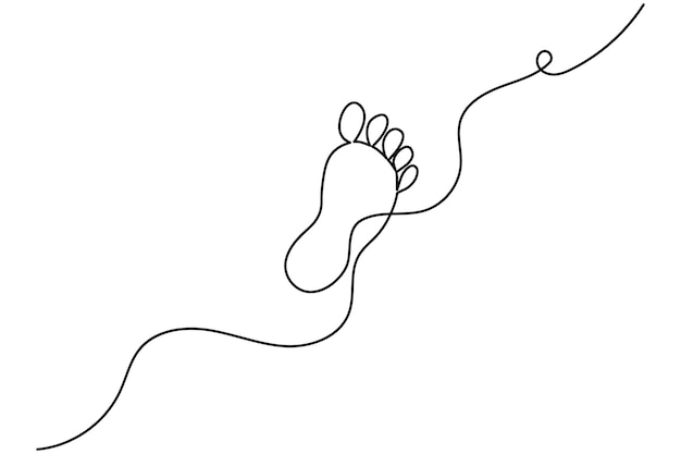 Dibujo continuo de una línea de la suela del pie de una ilustración artística vectorial de contorno aislado