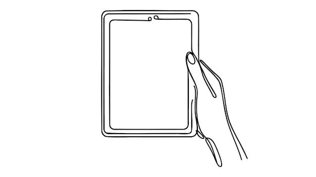 Dibujo continuo de una línea de la tableta Ilustración lineal minimalista vectorial en blanco y negro aislada
