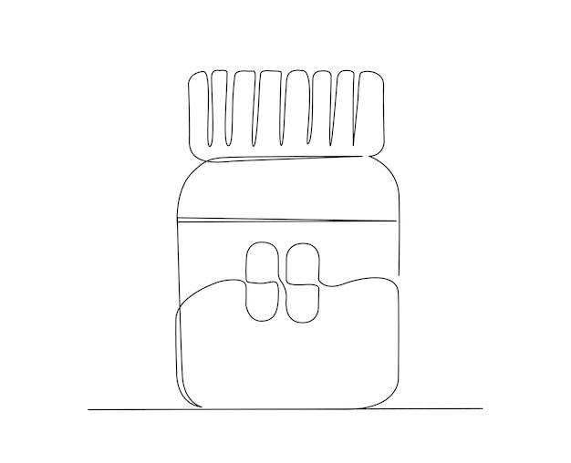 Dibujo continuo de una línea de tableta médica y píldora Medicamentos médicos farmacia salud y cuidado línea arte vector ilustración Trazo editable