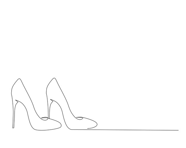 Dibujo continuo de una línea de tacón alto