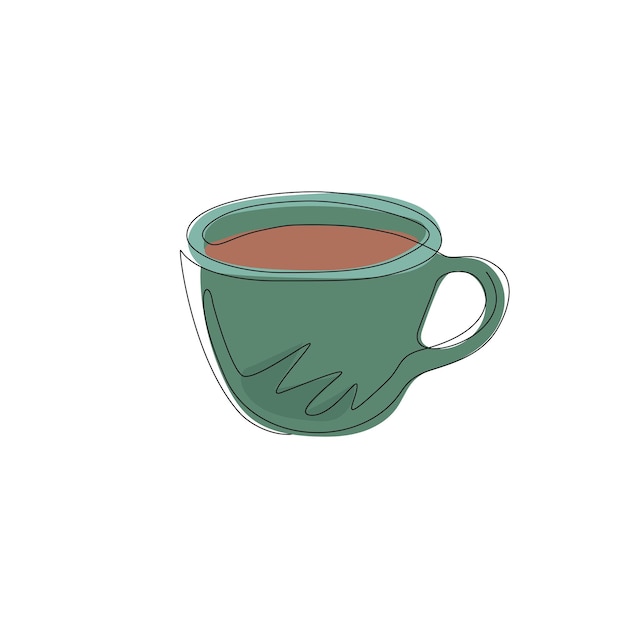 Un dibujo continuo de una línea de taza de café icono plano símbolo del logotipo Idea para la publicidad de bebidas de café
