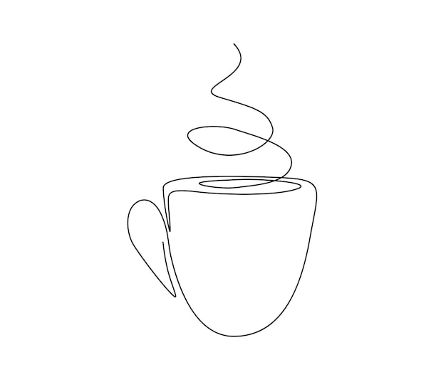 Dibujo continuo de una línea de una taza de café Una taza de café con diseño de vector de arte de una sola línea de vapor Concepto de comida y bebida