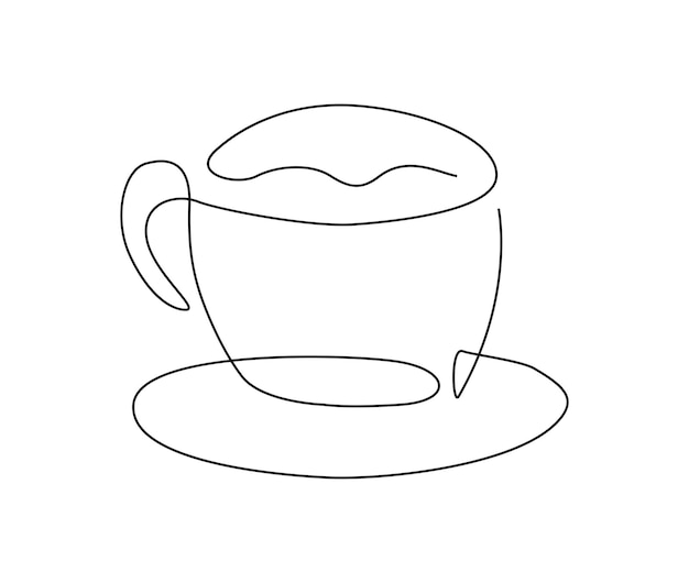 Dibujo continuo de una línea de una taza de café Una taza de café con diseño de vector de arte de una sola línea de vapor Concepto de comida y bebida