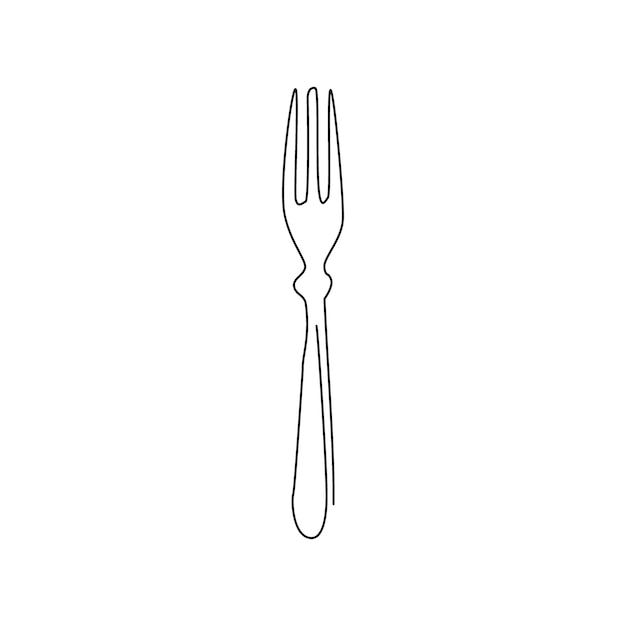 Un dibujo continuo de una línea de tenedor de comida plano icono del símbolo del logotipo silueta del tenedor de cocina cartel