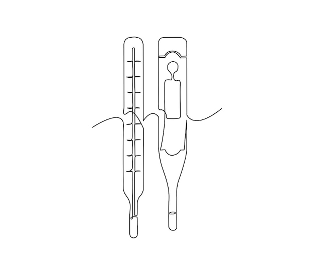 Dibujo continuo de una línea de termómetro Ilustración simple de ilustración de vector de arte de línea de termómetro digital