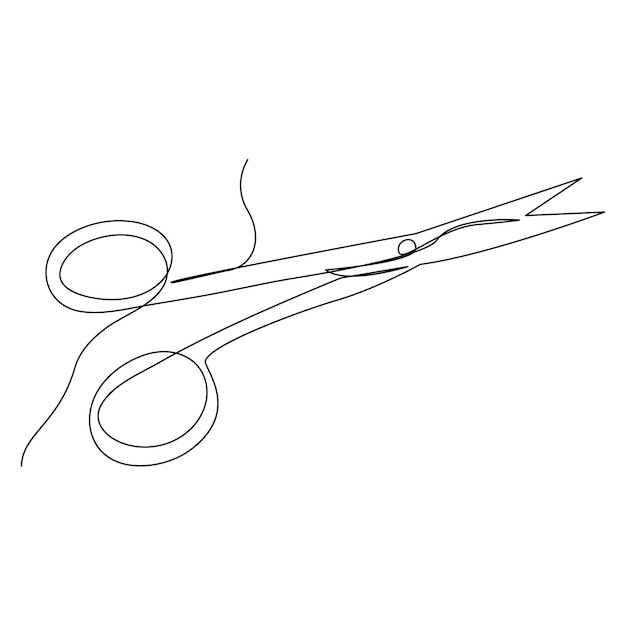 dibujo continuo de una línea de tijeras dibujo artístico e ilustración de tijeras diseño de concepto de símbolo